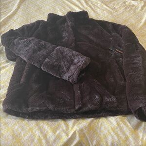 Ambiance Chocolate Brown Faux Fur Jacket, NWT, SEXY, side pockets, lined